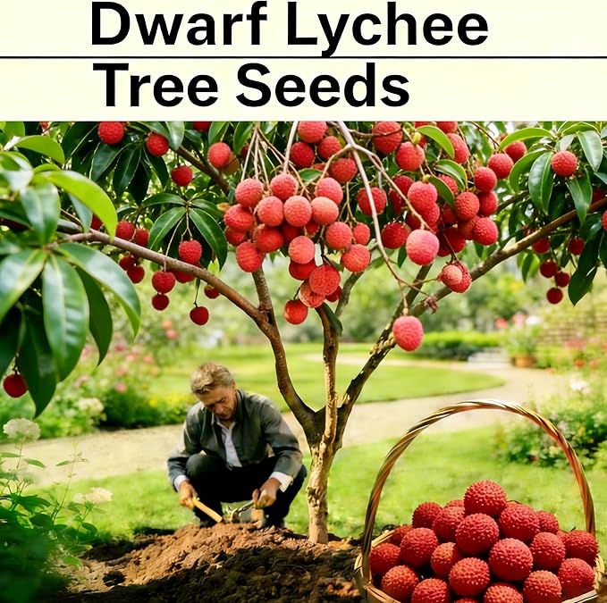 Dwarf Lychee Seeds for Planting Outdoor, 15+pcs Perennial Organic Litchi Tree Seed Non-GMO Heirloom Sweet Edible Fruit, Sweet Juicy Fruits Plants in Your Home Garden