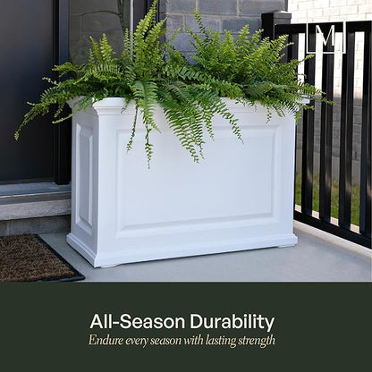 Mayne Nantucket Trough Planter – Self-Watering, Weather-Resistant Planter for Flowers – Durable Outdoor Design for Patio, Porch, or Entryway
