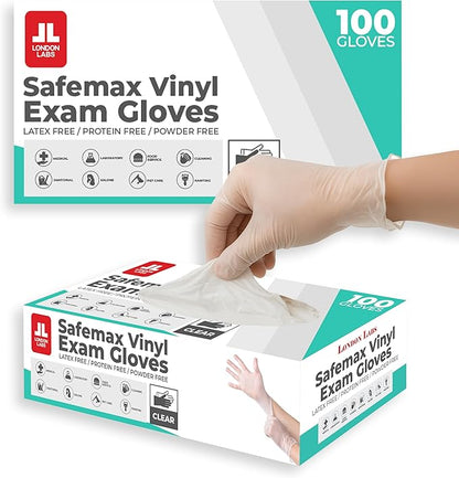Medical Clear Vinyl Gloves Powder Free & Latex Free, Disposable, Food Safe