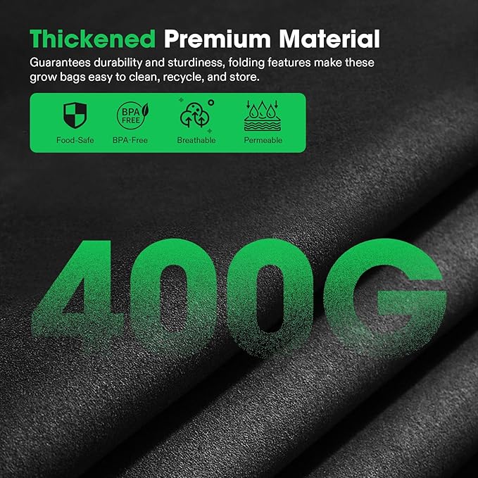 VIVOSUN 3-Pack 3-Grid 20 Gallon Grow Bags, Heavy Duty Square Plant Grow Pots, 400G Thickened Breathable Fabric Plant Container with Reinforced Handles & 10 Pcs Plant Labels for Flowers, Vegetables