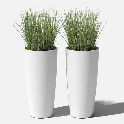 Veradek Mason Series Vega Planter - Round Tall Planter for Indoor or Outdoor Porch/Patio | Made from Plastic-Stone Composite with Drainage Holes | Modern Décor for, Flowers, Interior Plants