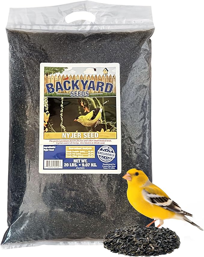 CountryMax Nyjer Thistle Seed for Finches 20lbs - Premium Nyjer Bird Seed for Outside Feeders, Large Bulk Bag of Wild Bird Food