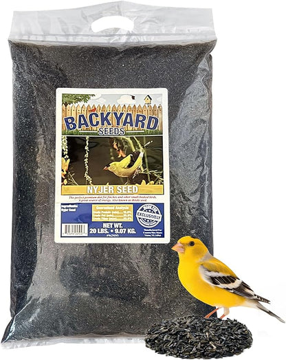 CountryMax Nyjer Thistle Seed for Finches 20lbs - Premium Nyjer Bird Seed for Outside Feeders, Large Bulk Bag of Wild Bird Food