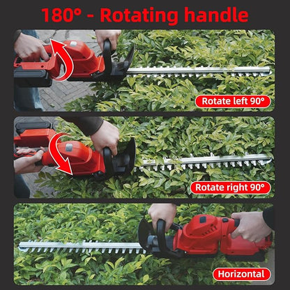 Hedge Trimmer Cordless with Rotatable Handle, 22-Inch Electric Bush Trimmers with 2 x 21V Batteries& Charger, 5/8" Cutting Capacity, Lightweight for Garden Handheld Shrub Trimming and Lawn Care