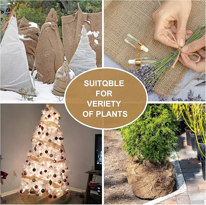 Tree Wrap for Winter,10inch Wide X 32FT Burlap Fabric Tree Protectors from Deer Bites,Tee Trunk Protector for Keep Warm and Moisturizing.