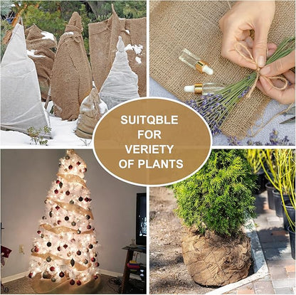 Tree Wrap for Winter,10inch Wide X 32FT Burlap Fabric Tree Protectors from Deer Bites,Tee Trunk Protector for Keep Warm and Moisturizing.