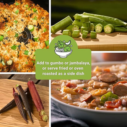 Sow Right Seeds - Okra Seed Collection for Planting - Burgundy, Clemson Spineless, and Emerald Varieties - Non-GMO Heirloom Packet to Plant a Home Vegetable Garden - Productive Summer Crop