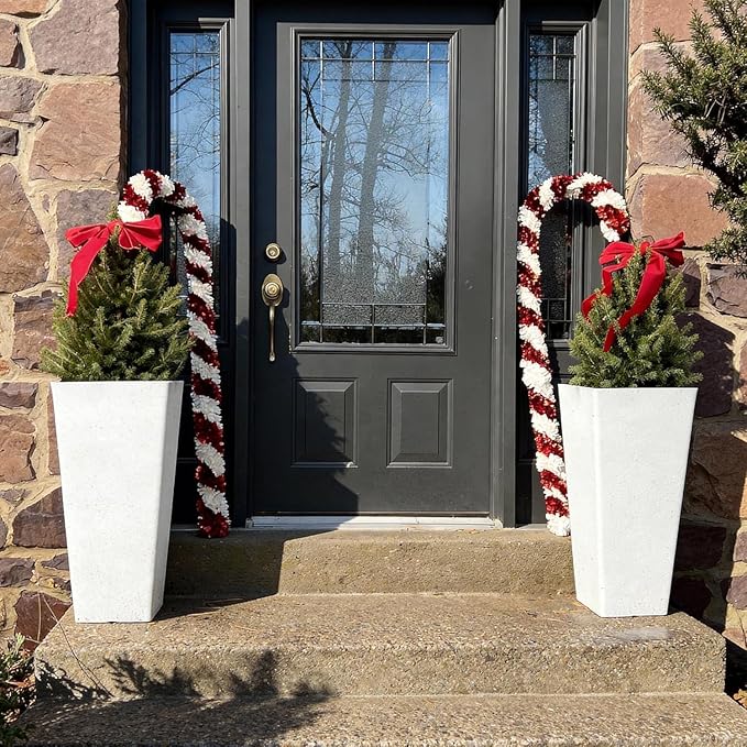 28" Tall Planters for Outdoor Plants, Extra-Large White Flower Pots for Blaconl, Porch, Living Room Corner, Garden, Patio, Deck Decor