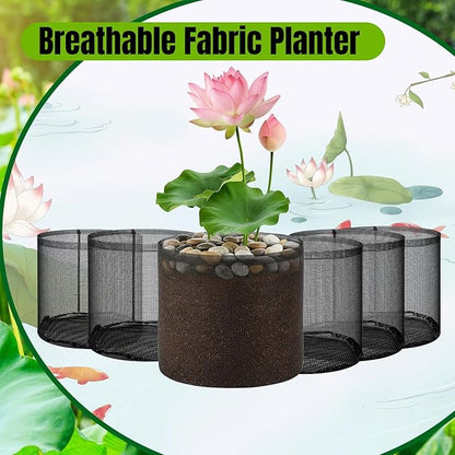 Hiceeden 6 Pcs Mesh Pond Plant Bag, 7" x 7.4" Reusable Pond Planting Pot, Breathable Plastic Aquatic Planter Grow Bags for Garden, Water Lily, Lotus, Hyacinth, Daffodil