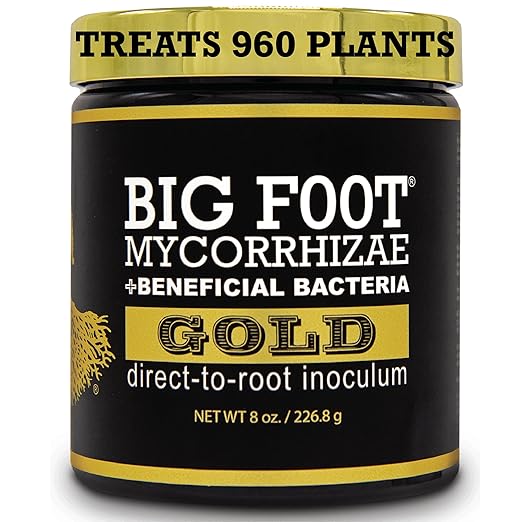 Big Foot Gold Mycorrhizal Fungi - 127 x More Concentrated Than Competition- 950 Million CFU/gram Bacteria, 400 Spores per gram. Treats 10,800 Plants (8 oz)
