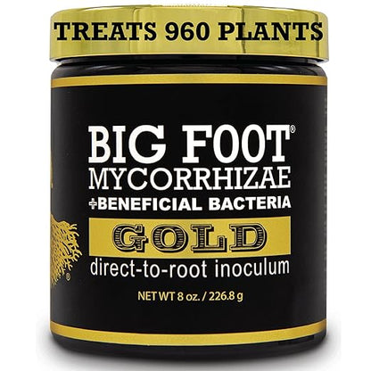 Big Foot Gold Mycorrhizal Fungi - 127 x More Concentrated Than Competition- 950 Million CFU/gram Bacteria, 400 Spores per gram. Treats 10,800 Plants (8 oz)