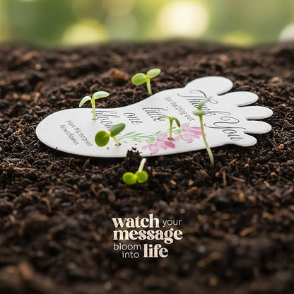 Footprint-Shaped Seed Paper – 12 pcs Pink Shower Favors for Guests with Wildflower Seeds, Writable & Plantable, Gender Reveal, Birthday Gifts for Guest
