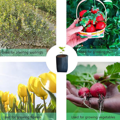 gardtree 150PCS 7×7.8 Inch Breathable Plant Grow Bags - Biodegradable Non-Woven Plant Seedling Pots for Seed Starting, Indoor/Outdoor Vegetables, Herbs, Flower | Easy Transplant, Space Saving, Black