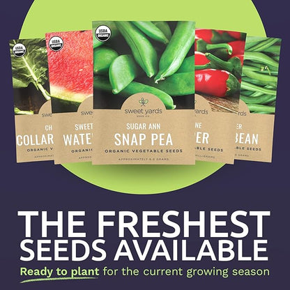 Organic Southern Garden Seeds Variety Pack - 10 Individual Packs - 2026 Season - Sugar Ann Snap Pea, Sweet Crimson Watermelon and More! for Indoor & Outdoor Planting (Non-GMO, Certified Organic)
