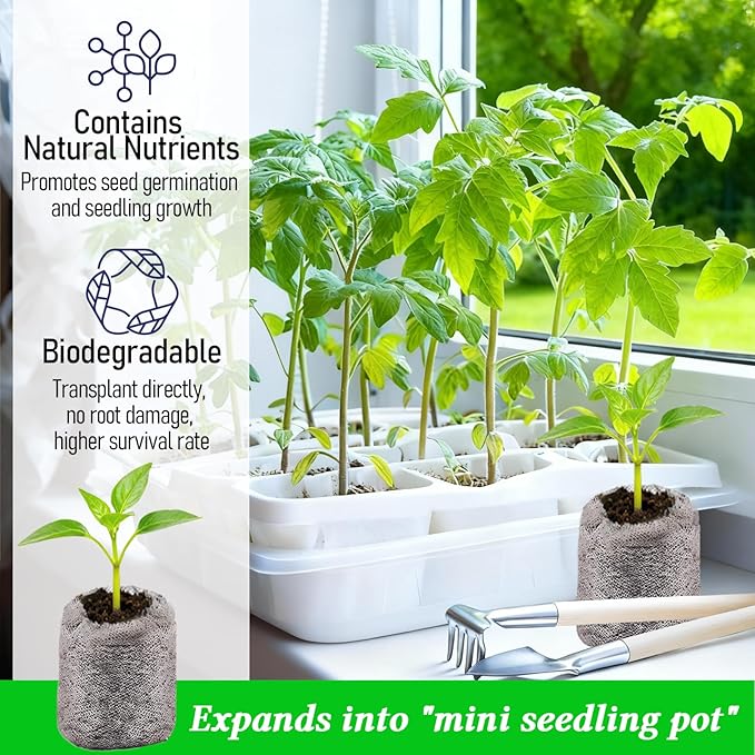 Legigo 50 PCS 50mm Peat Pellets Seed Starter Soil, Compressed Seed Starting Pods Plant Starter Soil Pods Plugs for Seedlings, Peat Pods for Starting Seeds, Herbs Tomatoes Flowers and Vegetables