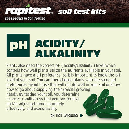 Rapitest Soil Test Kit for Gardens, Vegetables, Flowers and Lawns. USA designed and assembled soil tester completely, quickly and accurately measures/analyzes soil pH acidity and garden nutrients