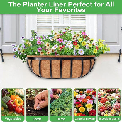 Legigo 2 Pack Trough Coco Liner for Planters- 30 Inch Window Box Liners Coconut Coir Basket Liners, Planter Box Coconut Liner for Window Flower Box Pots, Fence Trough Planter, Wall Planter Basket