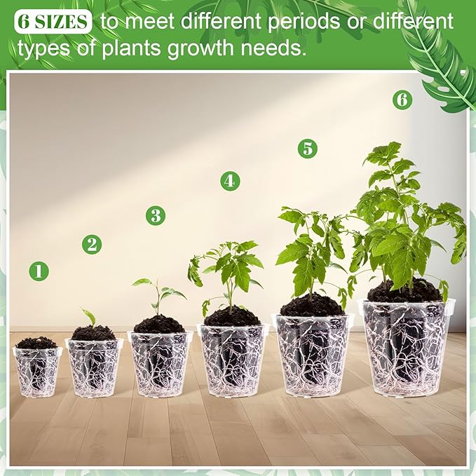 Vesici 24 Pcs 4/5/6/7/8/9 Inch Large Size Clear Nursery Pots Variety Pack Plant Pots with Drainage Holes Planters for Indoor Plants Flexible Transparent Plastic Plant Bottle Succulents