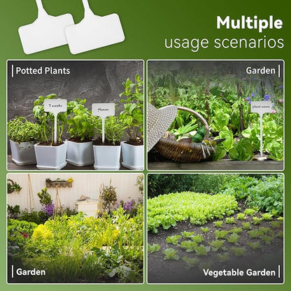 65 Pack Tall Plant Labels, 11.4 Inch Large Waterproof Garden Labels T-Type Tags with Protective Cover, Durable Yard Sign Stakes for Plant Outdoor Herbs Flowers Vegetables Nursery Use (White)
