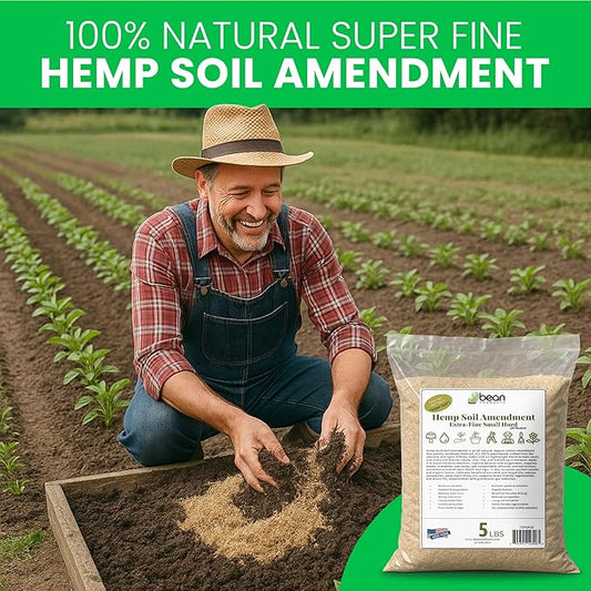 Hemp Soil Amendment - 5 lbs USA Grown All-Natural Fine Hemp HURD Power for Vibrant Gardens, Vegetables, Trees, Moisture Retention, Seed Starting, pH Neutral - Bean Products