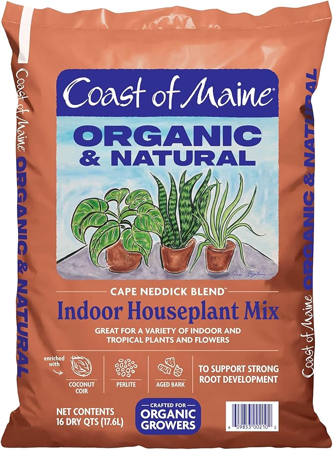 Coast of Maine (16qt) Cape Neddick Blend Organic and Natural, Indoor Houseplant Mix, Great for Indoor and Tropical Plants and Flowers