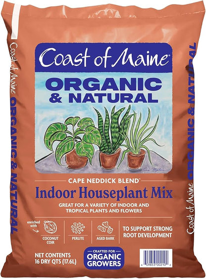 Coast of Maine (16qt) Cape Neddick Blend Organic and Natural, Indoor Houseplant Mix, Great for Indoor and Tropical Plants and Flowers
