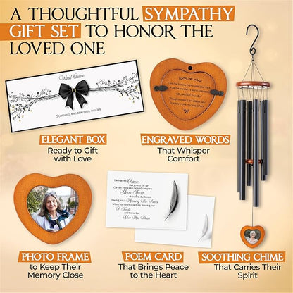 32 Inch Memorial Wind Chimes Outdoor, Personalized Sympathy Gifts for Loss of Loved One, Memorial Gifts for Loss of Mom, Sympathy Wind Chimes for Mother, Father, Brother, Sister