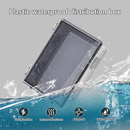 ABS Electrical Junction Box, Ventilated Design, Cable Grommets, IP65 Waterproof Enclosure, Indoor/Outdoor Use with Mounting Panel. (Clear Cover, 15.7"x11.8"x7.1")