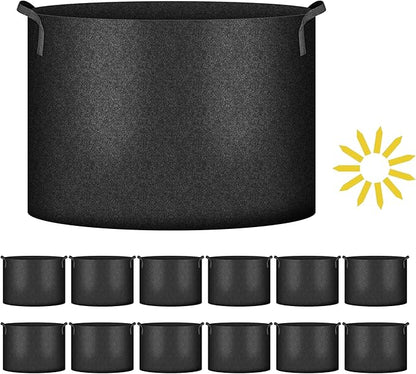 Simple Deluxe 12 Pack 10 Gallon Grow Bags, 300G Vegetable/Flower/Plant Fabric Pots with Handles, Heavy Duty Thickened Nonwoven Planting Bag with 12 Pcs Plant Labels