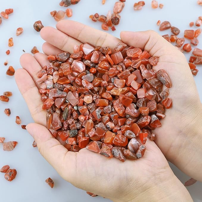 ZHIYUXI Carnelian 1lb Crystal Chips Bulk Fish Tank Decorations Aquarium Rocks Gravel Vase Filler Stones Crystals for Candle Making Witch Kit Gravel for Plants Quartz Sand Gemstone Terrarium Supplies