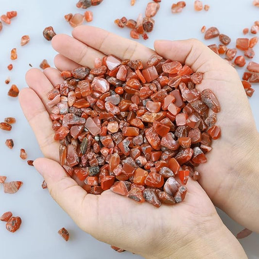ZHIYUXI Carnelian 1lb Crystal Chips Bulk Fish Tank Decorations Aquarium Rocks Gravel Vase Filler Stones Crystals for Candle Making Witch Kit Gravel for Plants Quartz Sand Gemstone Terrarium Supplies