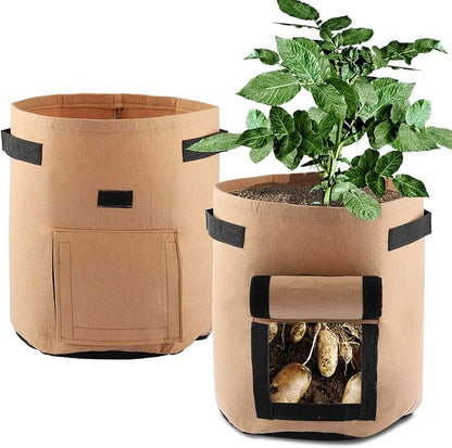 Hengwei Potato Grow Bag, 5 Pack 7-Gallon Garden Planter Bags - Update Garden Vegetables Planter BagsGarden Tub for Vegetable/Potato/Carrot/Onion/Carrot Growing (5 Pack, Brown)