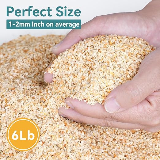 1-2mm Coarse Sand for Plants, 6lb Horticultural Sand for Succulents, Desert Silica Sand for Cactus, Vases, Aquariums, Terrarium, Fish Tank, Drainage Rocks for Potted Plants, Bamboo, Crafts