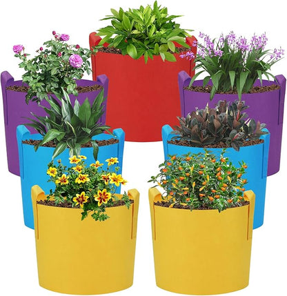 LITLANDSTAR 7-Pack 15 Gallon Colorful Grow Bags, Thickened Nonwoven Plant Fabric Pots with Handles, Heavy Duty Garden Planting Bag for Vegetable, Herbs & Flowers, Come with 4 Colors