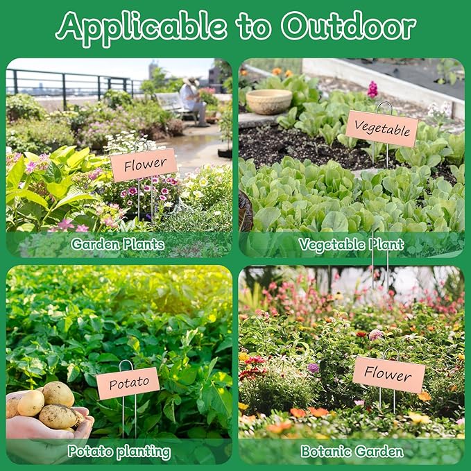 Garden Labels, 50 Pack Metal Plant Labels Waterproof Garden Markers with Pen for Seedlings Vegetables Flower, Height 10.6'' Label Area 3.5''X 1.2''