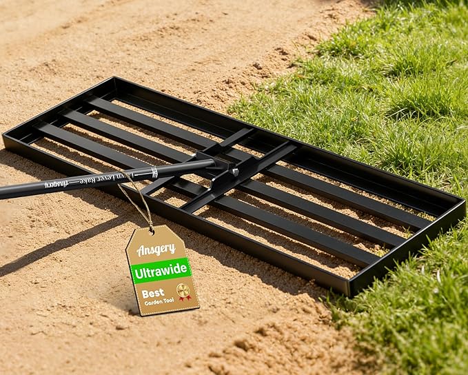 Lawn Leveling Rake 36X12 inch,78" Long Handle Level Rake ,Heavy Duty Yard Leveling Rakes Suit for Garden,Golf Lawn and Farm,Effort Saving Tool for Soil Grass Golf Field