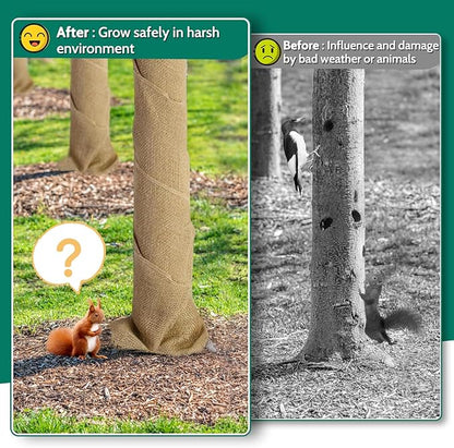 50x50 High Density Natural Burlap Plant Covers Freeze Protection, 40 in x 30 ft Heavy Duty Jute Tree Wrap for Outdoor Winter Shrub Shield & Garden Plant Care