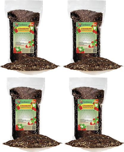 GARDENERA Superior Potting Soil Blend for Strawberry Plants - Optimal Blend for Thriving and Juicy Strawberries (20 Quart)