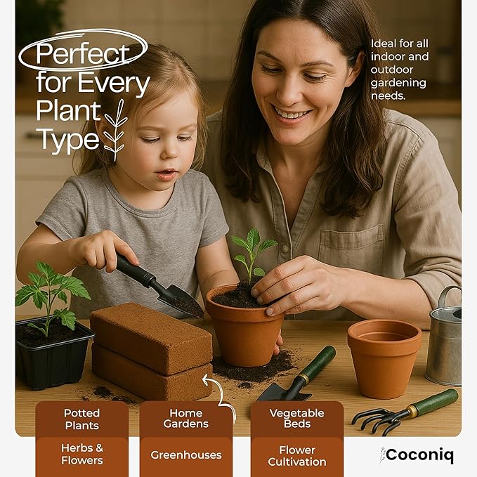 Premium Coco Coir Bricks 12 Pack - Lightweight Cocopeat for Garden Soil, Compressed Coconut Fiber Brick for Potting, Gardening, Planting, Seed Starting, Indoor & Outdoor Plants, Set of 12
