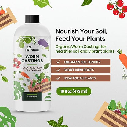 16oz Worm Castings for Plants - Makes 32 Gallons of Earthworm Castings Compost Tea, Liquid Worm Casting – Nutrient-Rich Organic Compost Worms for Healthier Soil & Vibrant Plant Growth