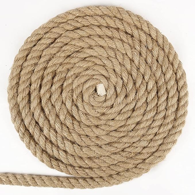Tenn Well 1/2 inch Jute Rope, 33 Feet 14mm Thick Twine Rope for Crafting, Gardening, Home Decor, Farmhouse Decor, Cat Scratching Post