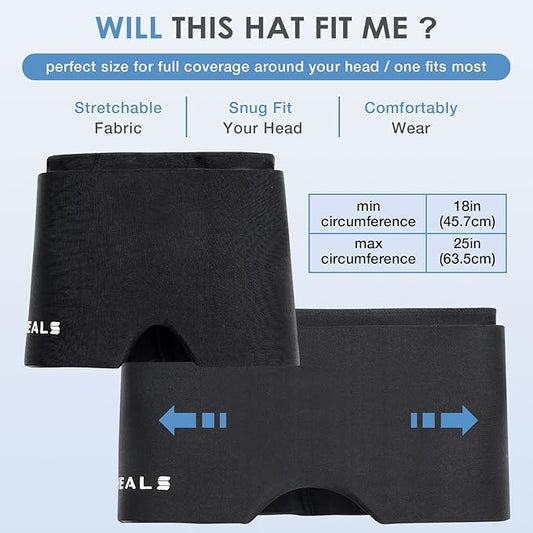 Cold Head Cap, Ice Head Hat, Compressed Ice Head Wrap Wearable Comfortable &Strechable-Black