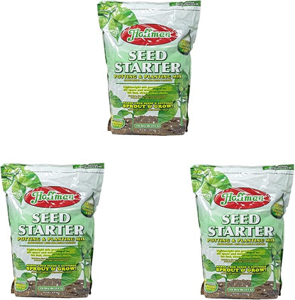 Hoffman Seed Starter Potting & Planting Mix with Wetting Agent for Moisture Retention, 10qt Bag, 3 Pack