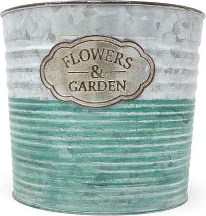 allgala Galvanized Planter Pot Indoor and Outdoor Decoration-8"-HD60072