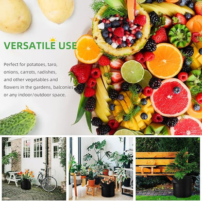 24 Pack 5 Gallon Plant Grow Bags, Thickened Nonwoven Fabric Pots with Handles, Vegetable Planter Bags Containers, Cloth Planters for Garden Vegetable/Flower/Plant/Fruits Outdoor (Black)