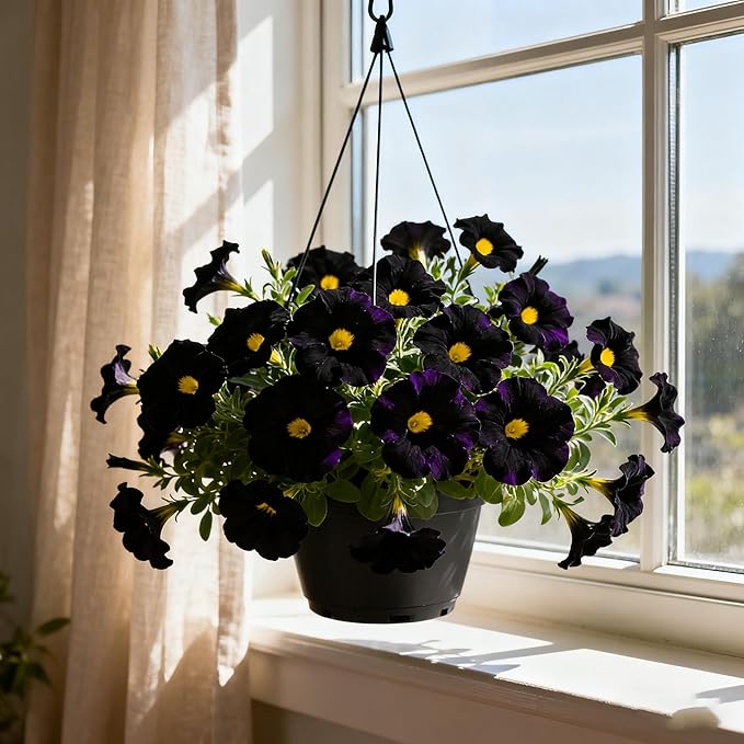 300+ Petunia Seeds for Planting, Black Petunia Flowers Seeds Garden Hanging Baskets Flowers, Annual Plant Seed for Garden Yard Potted Decoration