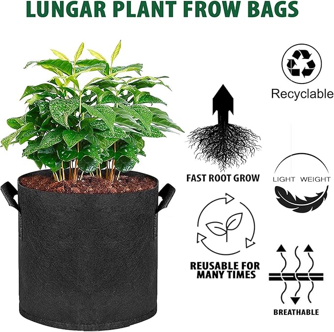 Plant Grow Bags - 10 Gallon 10 Packs Planter Pot, Thickest Aeration 300G Non-Woven Fabric, Reinforced Handles for Weatherproof Nursery Pot, Enhanced Double Seam