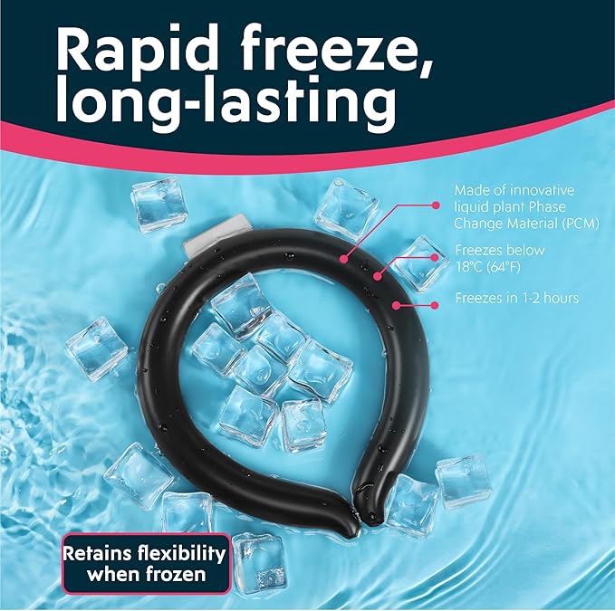 Magic Gel Neck Ring Coolers - Wearable Neck Cooling Ice Pack - Reusable Cool Body Cooler Tube - Cold Gel Wrap Ice Packs for Necks - Perfect for Athletes or Outdoor Workers - Black