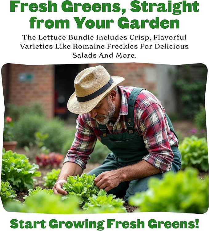 Epic Gardening Lettuce Seed Bundle - 3 Heirloom & Non-GMO Varieties, Includes Freckles Romaine, Heirloom Mix & Prizehead Leaf, Perfect for Fresh Salads, Wraps & Garden-to-Table Meals