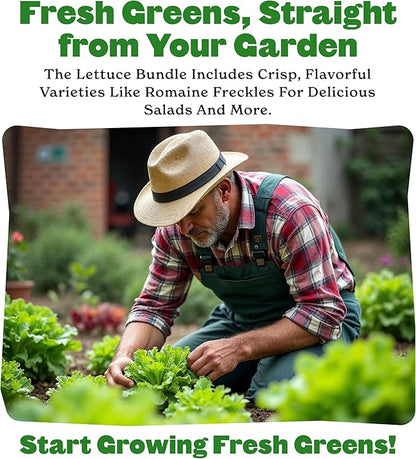 Epic Gardening Lettuce Seed Bundle - 3 Heirloom & Non-GMO Varieties, Includes Freckles Romaine, Heirloom Mix & Prizehead Leaf, Perfect for Fresh Salads, Wraps & Garden-to-Table Meals